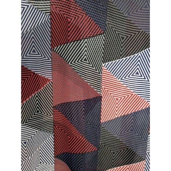 Lularoe Geometric Red White Blue Grey Kimono with Black Fringe - Picture 6 of 9